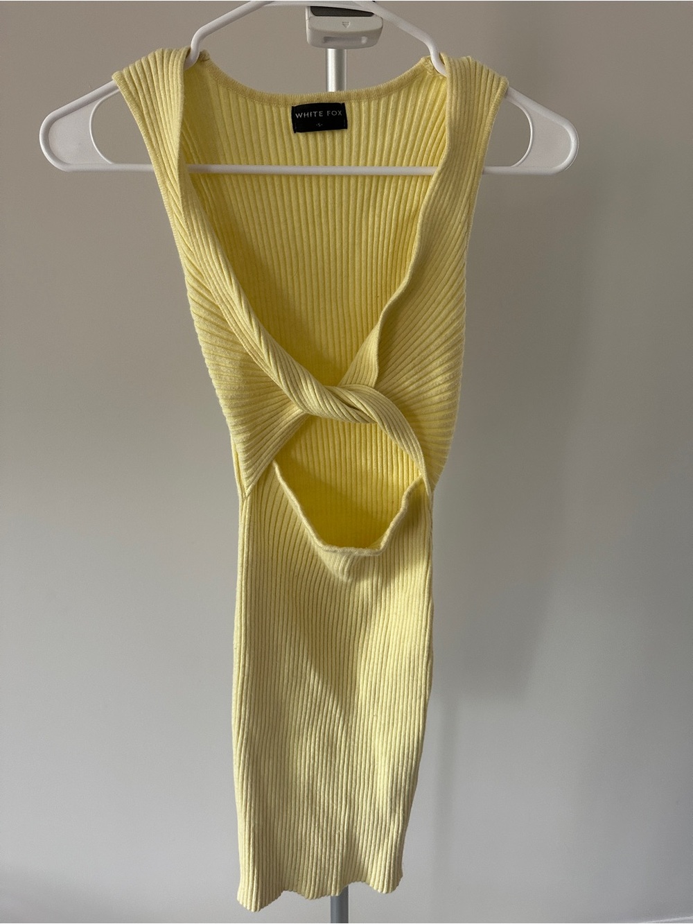White Fox Boutique Butter Yellow Knit Mini Dress